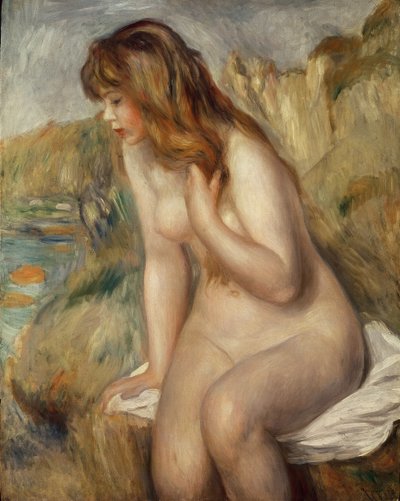 Bather seated on a rock, 1892 by Pierre Auguste Renoir